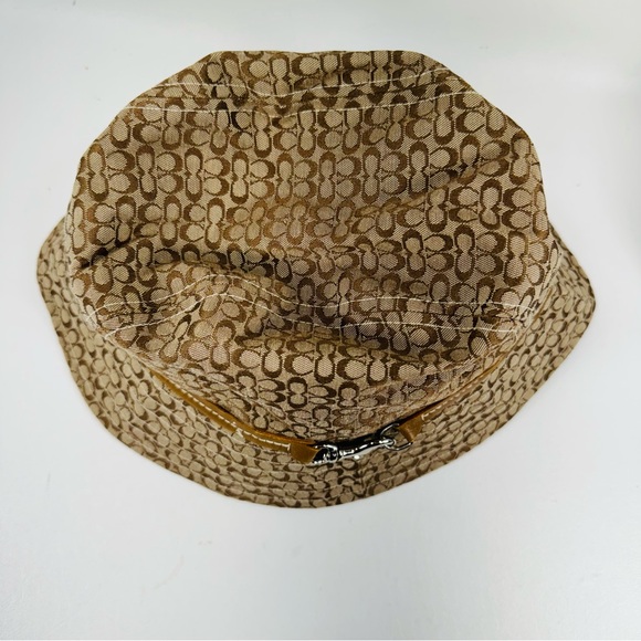 Vintage Brown Signature Coach Bucket Hat With Leather Band Size M/L - Picture 7 of 9